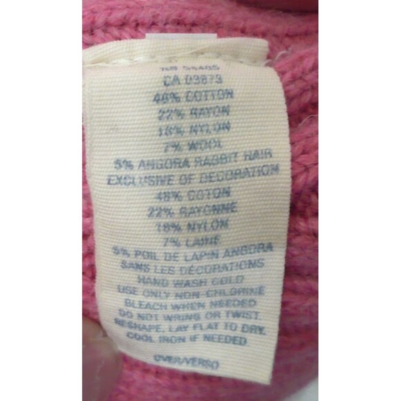 Vtg Y2K American Eagle Outfitters Preppy Pink L Fuzzy Angora Sweater Feminine - Picture 9 of 14